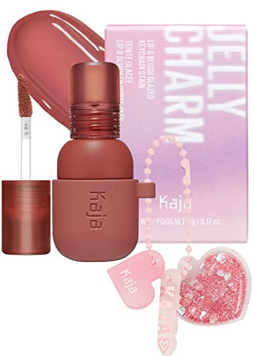 Kaja Lip & Blush Glazed Keychain Stain - Jelly Charm 05 Peach Fizz + Lip Bento Balm + Scrub Piãƒæ’Ã‚±A Colada 0.4 Oz Bundle