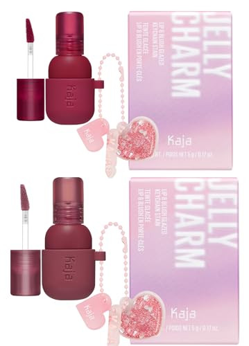 Kaja Lip & Blush Glazed Keychain Stain - Jelly Charm 01 Cherry Spritz + Lip & Blush Glazed Keychain Stain - Jelly Charm 04 Fig Soda Bundle