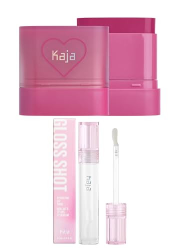 Kaja Dewy Bar (001 Berry Sparkler) + Lip Gloss - Gloss Shot 01 Crystal Clear 0.14 Fl Oz Bundle