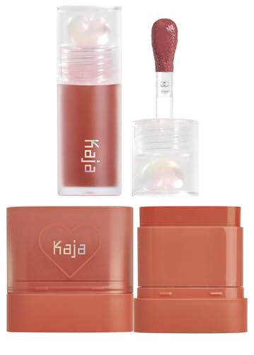 Kaja Juicy Glass Lip Plumping Oil 08 Cherry Cola + Dewy Bar - Creamy Multi-Stick Blusher & Lip Balm 05 Cranberry Cooler10G Bundle