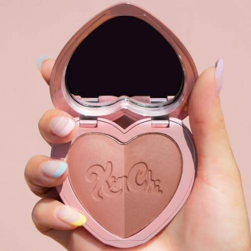 Kimchichic Beauty Thailor Blush Duo Heart-Shaped Compact With Mirror Buildable Silky Matte & Shimmer Finish Cruelty- Blush Palette Vacation