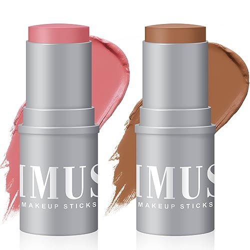 Kimuse Cream Contour Blush Bronzer Shaping Stick & 4 In 1 Color Changing Foundation Waterproof & Long Wear Face Makeup For All Skin Tones
