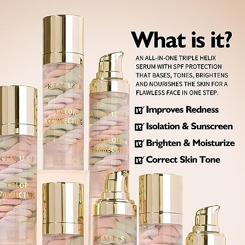Kimuse Color Correcting Facial Serum One Step Color Corrector Tinted Moisturizer Skin Tone Correcting And Brightening Makeup Primer Hydrates Balances & Nourishes Skin Natural Finish