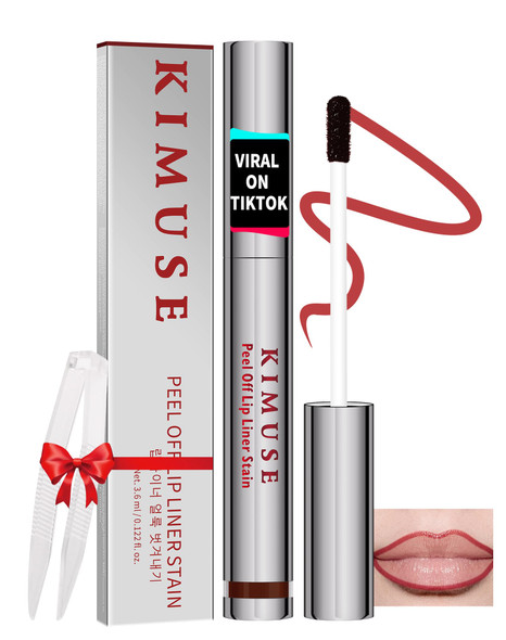 Kimuse Long-Lasting Lip Stain Peel Off Mask 12H Smudge-Proof Transfer-Resistant Lip Tint Vegan & Non-Drying Formula For Bold Matte Finish Easy Peel Application