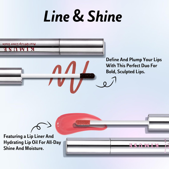 Kimuse Lip Stain Peel Off & Lip Oli Set Long Lasting Lip Liner Stain Waterproof Transfer-Proof Hydrating Shine Lip Oil With Vitamin E & Jojoba Oil