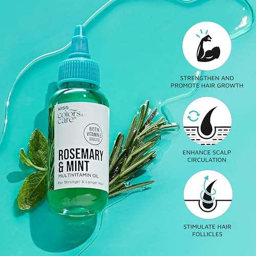 Kiss Colors & Care Peppermint Multivitamin Oil For Hair & Skincare Infused With Biotin Vitamin E And Natural Oils For Long-Lasting Hydration & Repair 2.5 Fl. Oz.