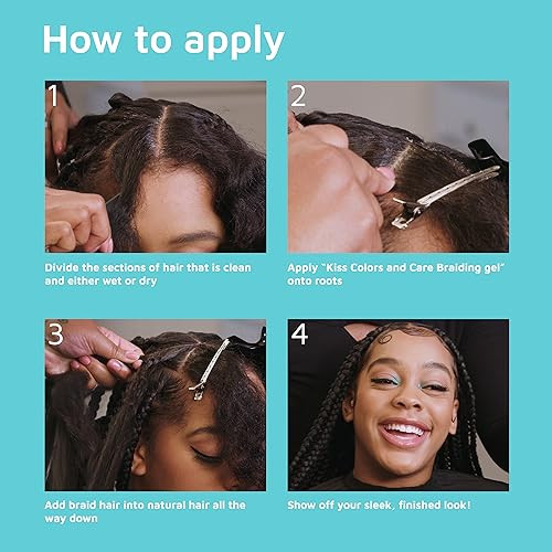 Kiss Colors & Care Braid Gel Maximum Hold 6 Oz -Nourishing Adds Shine Moisture Boosting Lasting Hold For All Hair Types Style And Stregthen For Protective Styles