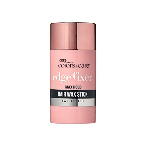 Kiss Colors & Care Hair Wax Stick 2.47 Oz (Sweet Peach) - Effortless Edge Styling 24 Hour Hold Non-Oily Flake- Biotin B7 & Shea Butter Sleek Results Tames Flyaways Promotes Hair Growth