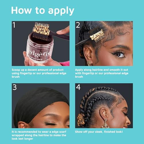 Kiss Colors & Care 24 Hour Maximum Hold Scented Edge Fixer Biotin B7 Infused All Hair Types Non-Greasy Gel No Flaking 100 Ml (3.38 Us Fl. Oz.) - Coconut Scent