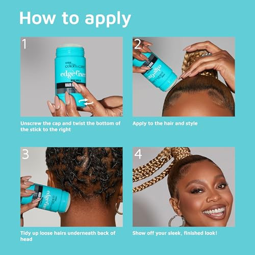 Kiss Colors & Care 24 Hour Maximum Hold Edge Fixer Hair Wax Styling Stick Non-Oily Flake- Biotin B7 Castor Oil & Shea Butter Infused Net Wt 76G (2.7 Oz.) - Peach Scent