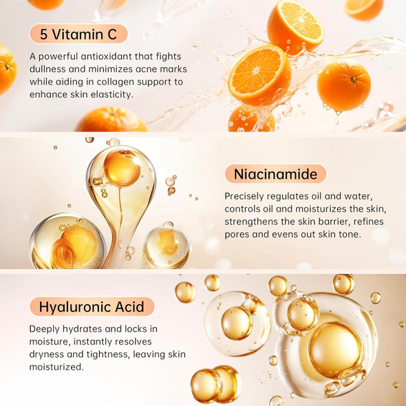 Kiuoret Vitamin C Toner For Face 2Pcs - 5X Vitamin C Toner With Niacinamide & Hyaluronic Acid Deep Hydration & Improves Skin Tone - Korean Skin Care Fast-Absorbing