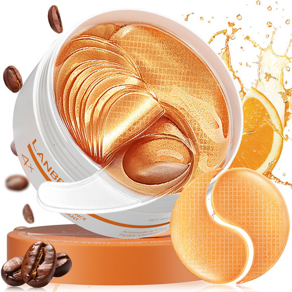 Lanbena Vitamin C Under Eye Patches For Dark Circles And Puffy Eyes Cooling Eye Masks For Eye Bags Fine Lines & Wrinkles Reduce Anti-Aging With Niacinamide Hydra-Gel Collagen-30 Pairs