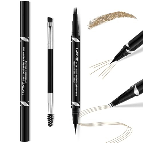 Lavone Eyebrow Pen2-In-1 Dual-Ended Waterproof Eyebrow Pencilwith 4 Tip Microblading Eyebrow Pen And Ultra-Precise Brow Pencildual-Ended Eyebrow Brusheyebrows Makeup For Natural Looking-Blonde