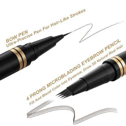 Lavone Eyebrow Pen2-In-1 Waterproof Eyebrow Pencil With 4 Tip Microblading Brow Pen And Ultra-Precise Brow Pencilwith Dual-Ended Eyebrow Brusheyebrow Makeup For Natural Looking - Gold Brown