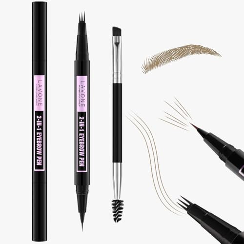 Lavone 2-In-1 Waterproof Eyebrow Pen With 3 Tip Microblading Eyebrow Pen And Ultra-Precise Brow Pencil Dual-Ended Eyebrow Brush - Dark Blonde 01
