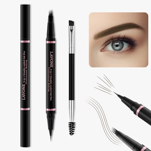 Lavone Eyebrow Pencil2-In-1 Waterproof Eyebrow Pen With 4 Tip Brow Pen And Ultra-Precise Brow Pencilwith Dual-Ended Eyebrow Brusheyebrow Makeup For Natural Looking Eyebrows - Ash Brown