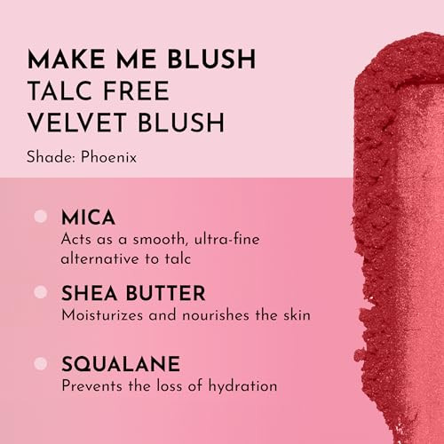 Lawless Make Me Blush Talc- Velvet Blush - Phoenix - Premium Blush with Natural Ingredients to Moisturize and Nourish Skin While Imparting a Soft Silky Finish - 0.18 oz