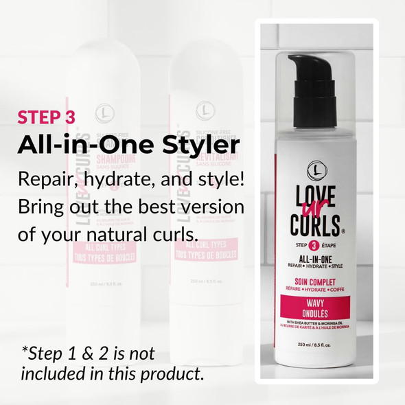 Love Ur Curls Lus Brands All-In-One Styler For Natural Wavy Textured Hair 8.5 Oz - Repair Hydrate Style In One Easy Step - No Crunch Non-Sticky Hair Care With Shea Butter And Moringa