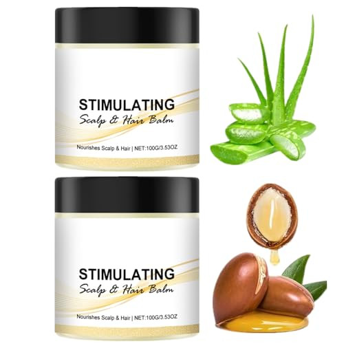 Loyotice 2Pc Stimulating Scalp And Hair Balmnourishes Scalp & Hairshea Butter And Mango Butter Blendstrengthen Scalpthicker Strandsgive You A Glow Hair Look(100G)