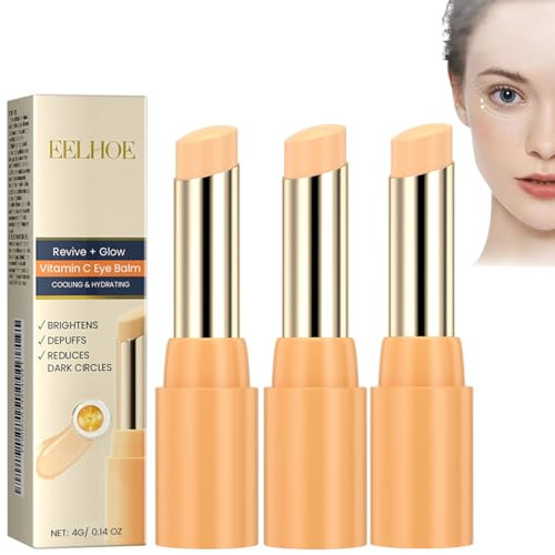 Loyotice 3Pcs Revive Glow Vitamin C Eye Balm Hydrating Eye Cream Glow Eye Balm Stick Brightening And Reducing Dark Circle Reduces Puffiness