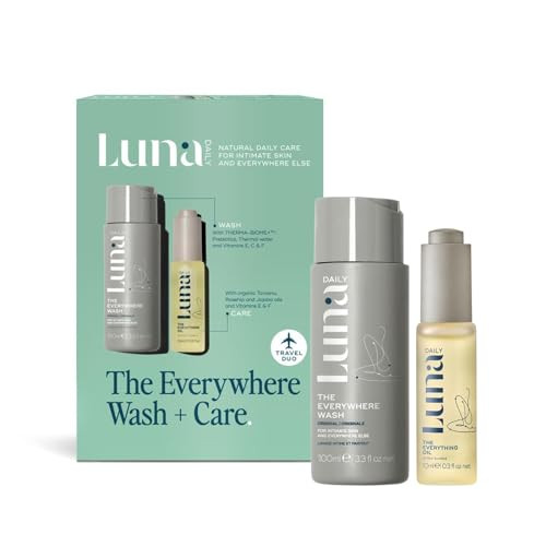 Luna Daily The Feminine Wash + Body Oil Set  Travel-Size Feminine Hygiene & Moisturizing Duo  pH-Balanced Body Wash & Soothing Ingrown Hair Oil  Nourishing & Pregnancy-Safe