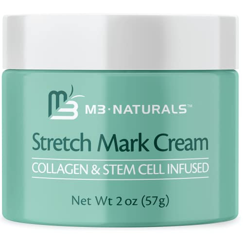 M3 Naturals Stretch Mark Cream Infused With Collagen & Stem Cell Maternity Skincare Oil Removes Stretch Mark Prevention & Scar Remover Lotion Green Tea Extract & Raspberry Ketones 2Oz By M3 Naturals