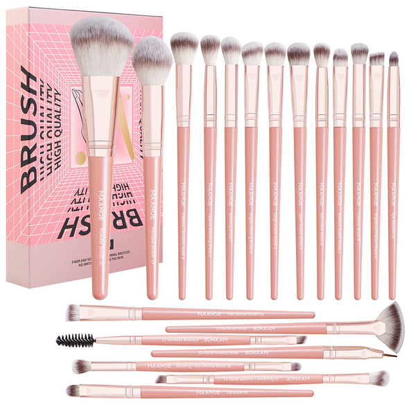 Makeup Brushes Maange 20Pcs Makeup Brush Set Premium Synthetic Foundation Face Powder Blush Concealers Make Up Brushes Sets With  Boxãƒ¯Ã‚¼Ã‹ Pink)