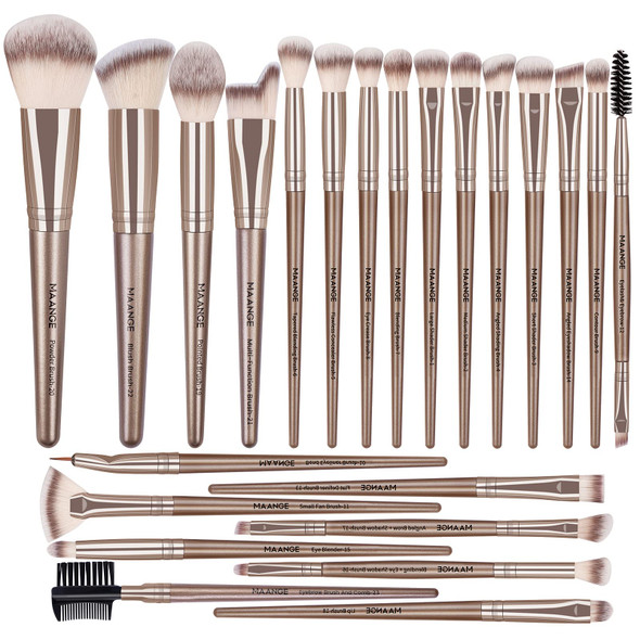 Maange Makeup Brush Set 23 Pcs Makeup Brushes Premium Synthetic Make Up Brushes Professional Face Powder Blush Pointed Eyeshadow Blending Brush Kit Graduation  (Pinkgold)