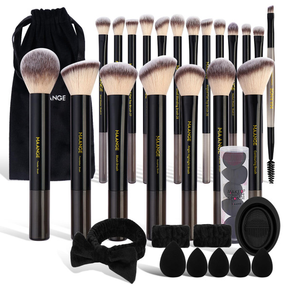 Maange Makeup Brushes 30 Pcs Makeup Kit Multi-Functional Makeup Tool Set With 20 Pcs Makeup Brush Foundation Brush Make Up Brushes Set With Bagblack