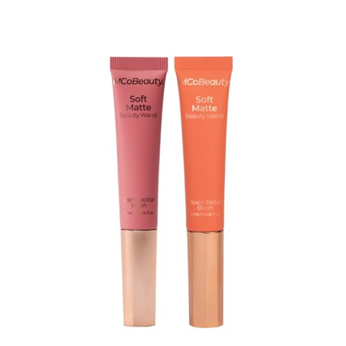 Mcobeauty - Liquid Blush Set - Soft Matte Beauty Wand With Built-In Cushion Applicator For A Soft Focus Finish - Cosmopolitan And Peach Bellini Blush - Face Make-Up With Blendable Formula