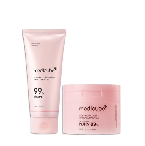 Medicube Salmon Pdrn Daily Skincare Duo: Pdrn Marshmallow Whip Cleanser And Pink Collagen Jelly Pad  Stocking Stuffers Holiday Stocking Stuffers