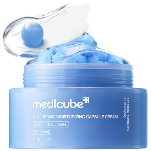 Medicube Hyaluronic Acid Capsule Cream  120H Long-Lasting Hydration Barrier Care & Calming Daily Facial Moisturizer For All Skin Types  With Hyaluronic Acid Panthenol & Ceramides  Korean Skincare