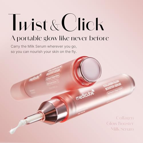 Medicube Collagen Glow Booster Milk Serum - Twist & Click - Radiance & Hydration With Niacinamide Milk Protein Extract Hydrolyzed Collagen - Illuminates & Firms Skin - Korean Skin Care 0.50 Oz