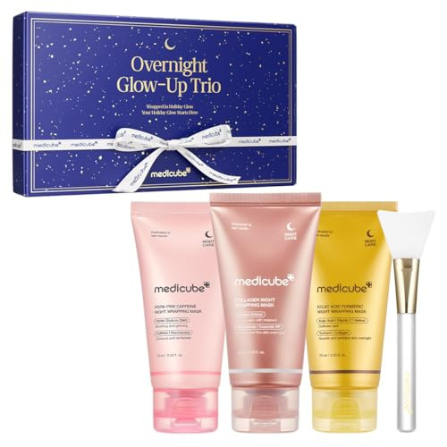 Medicube Overnight Glow-Up Trio   Exclusive Holiday Overnight Wrapping Peel Off Mask  Collagen Turmeric & Pdrn  Perfect For Holiday Ing & Self-Care  Korean Skincare For Women & Men