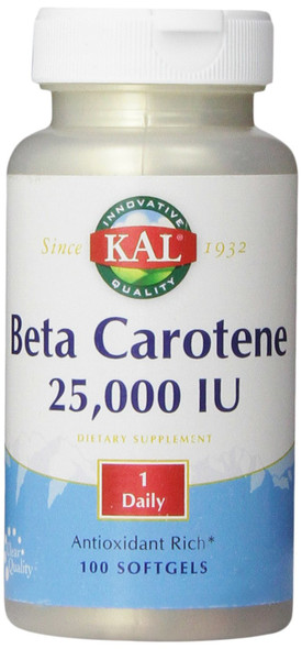 KAL Beta Carotene 25,000 IU Tablets, 100 Count