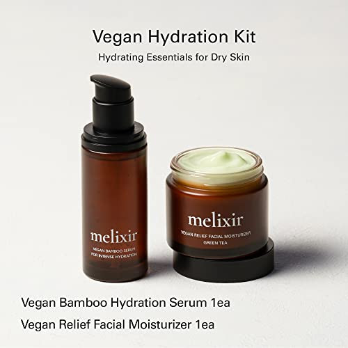 Melixir Vegan Bamboo Hydration Serum Moisturizing Face Serum For Sensitive & Acne-Prone Skin Hyaluronic Acid & Centella Asiatica Improves Skin Texture & Wrinkles Daily Korean Skincare (1.7 Fl.Oz.)