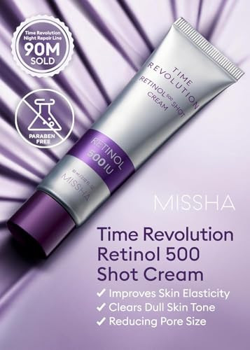 Missha Time Revolution Night Repair Retinol 500 Shot Cream 2.02 Fl Oz - Advanced Korean Retinol Cream For Face Skin Barrier Strengthening Improved Elasticity & Radiance Overnight Moisturization