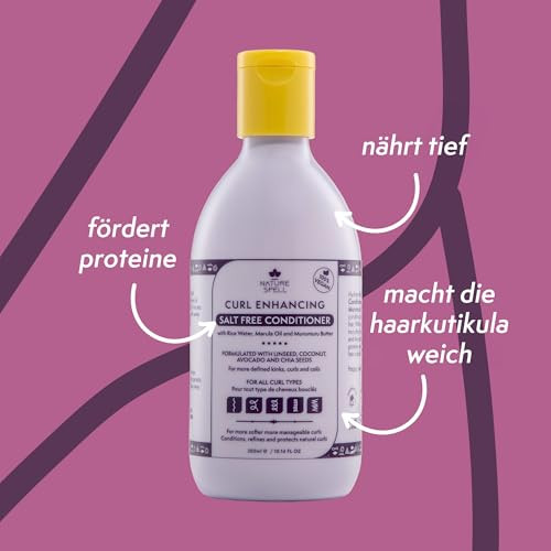 Nature Spell Curl Enhancing Conditioner Sulfate & Paraben  Deeply Conditions & Nourishes Repairs Dry & Damaged Hair With Rice Water & Linseed Color Safe For All Curl Type Vegan 10.14 Fl Oz