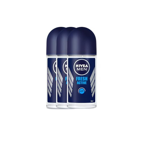 Nivea Men Anti-Perspirant Roll-On Fresh Active 48 Hour Protection Ocean Extracts Long Lasting Freshness Alcohol- Deodorant 1.7 Oz Each Pack Of 3