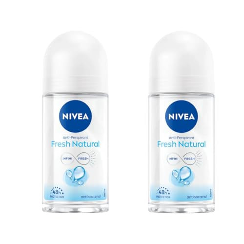 Nivea Fresh Natural Antiperspirant Roll-On Deodorant For Women 48H Odor & Sweat Protection With Ocean Extracts Gentle On Skin Alcohol- 50Ml Travel Size Long-Lasting Freshness Pack Of 2