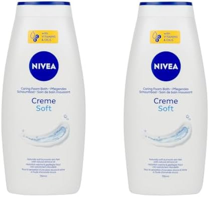 Nivea Cream Soft Care Bath With Almond Oil 750 Ml Ãƒ¢Ã¢Š¬Ã¢‚¬Å“ Moisturizing Foam Bath For All Skin Types Gentle Fragrance Biodegradable & Microplastic- Formula Long-Lasting Creamy Lather Pack Of 2