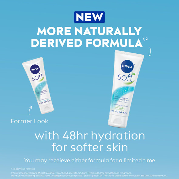 Nivea Soft Refreshingly Soft Moisturizing Cream Lightweight Moisturizer For Face Body And Hands Body Cream Enriched With Jojoba Oil And Vitamin E 2.6 Oz Tube Pack Of 3