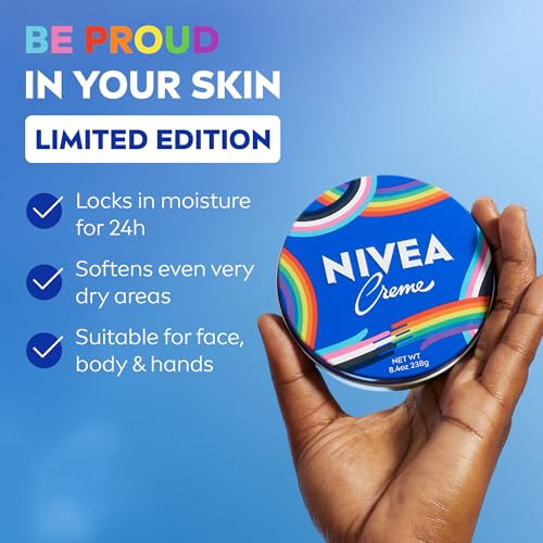 Nivea Creme Face Hand And Body Moisturizer Cream Limited-Edition Lgbtq+ Pride Creme Tin Rich Body Cream For Dry Skin With Provitamin B5 Fast-Absorbing And Non-Comedogenic 8.4 Oz Tin