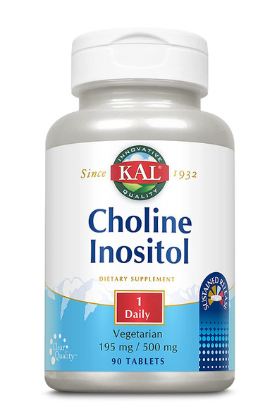 KAL Choline Inositol Tablets, 195/500 mg, 90 Count