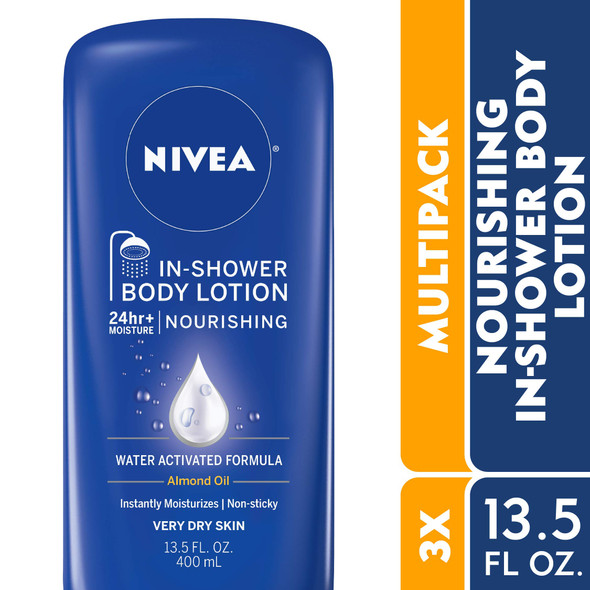 Nivea Nourishing In Shower Lotion Body Lotion For Dry Skin 13.5 Fl Oz Bottle(Pack Of 3)
