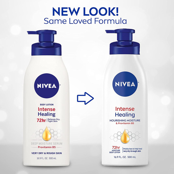 Nivea Intense Healing Body Lotion 72 Hour Moisture For Dry To Very Dry Skin Body Lotion For Dry Skin 16.9 Fl Oz Pump Bottle - Pack Of 2