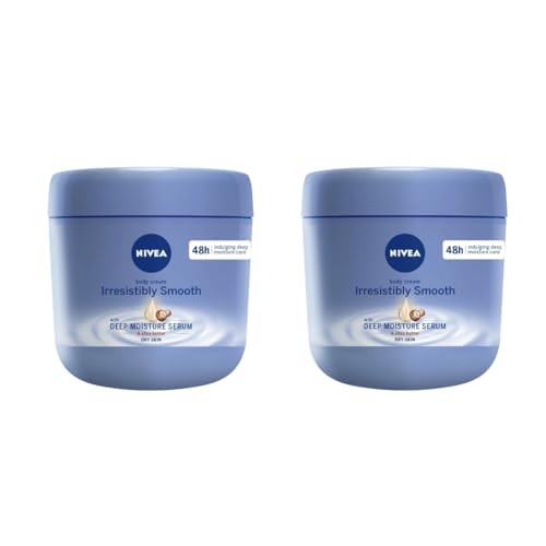 Nivea Irresistibly Smooth Body Cream With Shea Butter Deep Moisture Serum 400Ml Ãƒ¢Ã¢Š¬Ã¢‚¬Å“ Intense Hydration For Dry Skin Non-Greasy 48-Hour Moisture Silky Soft Skin Daily Body Lotion Pack Of 2