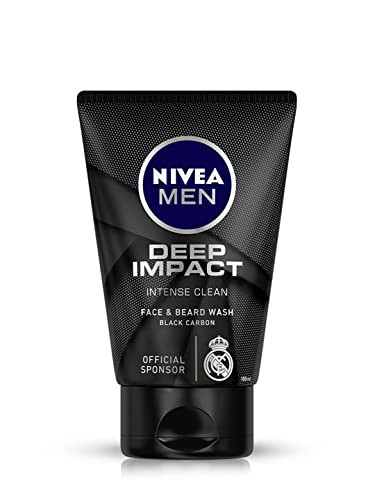 Nivea Men Deep Impact Intense Clean Face And Beard Wash - Black Carbon 100 Ml (3.3 Oz)