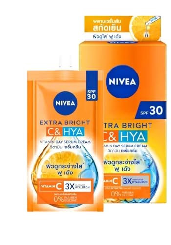 Nivea Extra Bright Vitamin C And Hyaluronic Acid Day Serum-Cream With Spf30 Dark Spot Reducer 7Ml 6 Pack