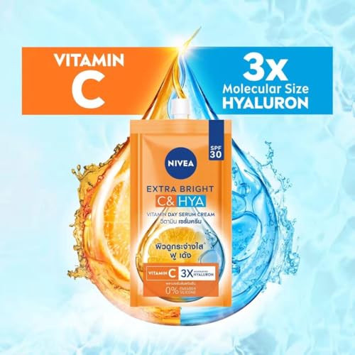 Nivea Extra Bright Vitamin C And Hyaluronic Acid Day Serum-Cream With Spf30 Dark Spot Reducer 7Ml 6 Pack